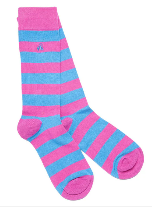 Pink and Blue Striped Bamboo Socks